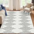thumbnail image 1 of HOMERRY Striped Print Non Slip Area Rug 9' x 12' for Living Room Washable Indoor Carpet, Beige, 1 of 5