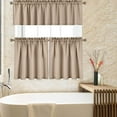 thumbnail image 1 of HOMERRY Waffle Woven Textured Short Curtains for Bathroom Waterproof 30"x 36"*2+60"x 15", Plaza Taupe, 1 of 7