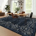 thumbnail image 1 of HOMERRY Washable 10' x 13' Area Rug for Living Room Farmhouse Modern Floral Bordered Dark Blue Rug Stain Resistant Large Indoor Carpet, 1 of 7