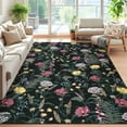 thumbnail image 1 of HOMERRY Washable 9' x 12' Area Rug for Living Room Farmhouse Modern Floral Black Rug Non Slip Large Indoor Carpet, 1 of 7