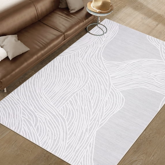 HOMERRY Washable Area Rug 5' x 7' Abstract Carpet for Living Room Non-Slip Room Decor Floor Cover, Gray