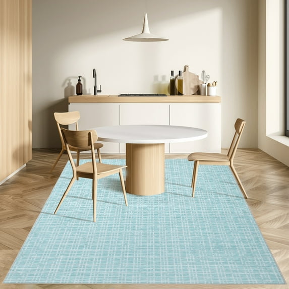 HOMERRY Washable Area Rug 5' x 7' Modern Plaid Area Rug for Living Room Bedroom Non-Slip Accent Rug, Mint Green