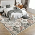thumbnail image 1 of HOMERRY Washable Area Rug 5' x 7' Moroccan Trellis Floral Area Rug for Living Room Bedroom Non-Slip Accent Rug, Pink/Gray, 1 of 5