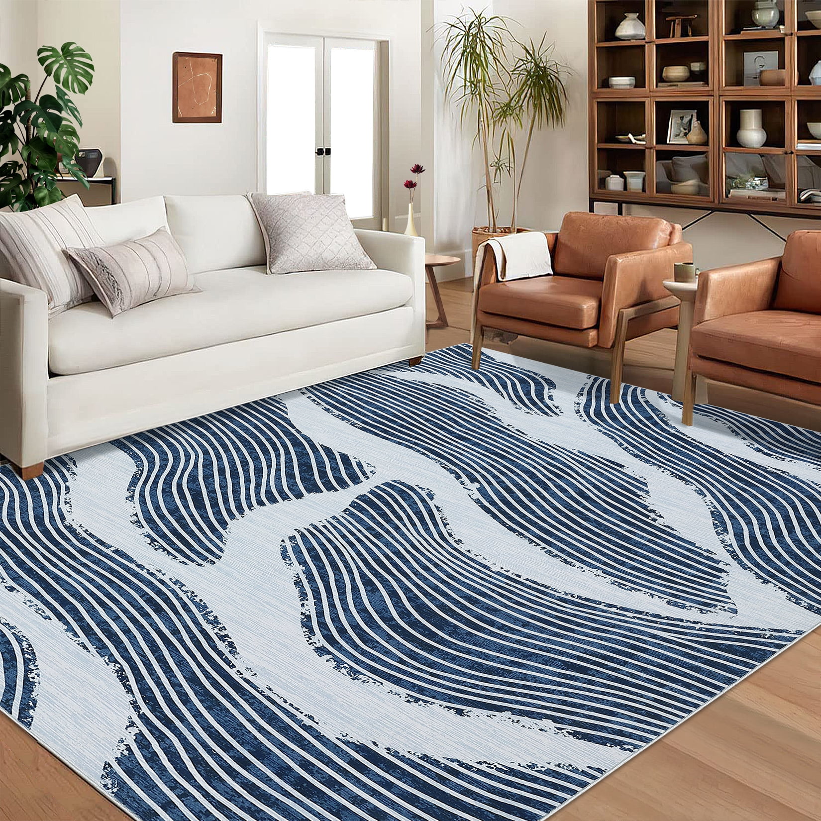 HOMERRY Washable Area Rug 5' x 7' Rugs for Dining Room Modern Abstract