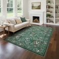 thumbnail image 1 of HOMERRY Washable Area Rug 5' x 7' Throw Rug for Living Room Vintage Floral Indoor Floor Cover, Green, 1 of 5
