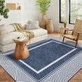 thumbnail image 1 of HOMERRY Washable Area Rug 6' x 9' Rugs for Living Room Geometric bordered Carpet, Blue, 1 of 7