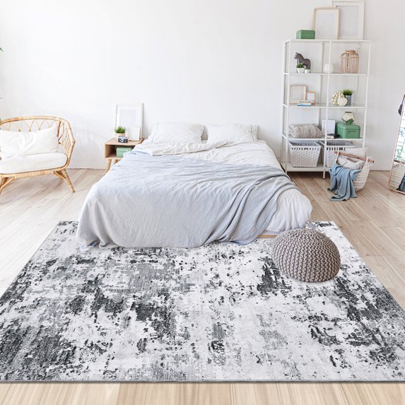 HOMERRY Washable Area Rug 6x9 Rug for Living Room Modern Abstract Rug Distressed Floor Carpet, Gray