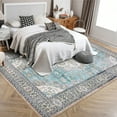 thumbnail image 1 of HOMERRY Washable Area Rug 9' x 12' Rug for Living Room Floral Pattern Carpet, Teal, 1 of 6