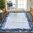 thumbnail image 1 of HOMERRY Washable Rugs 8'x 10' Rug for Living Room Bedroom Rug Modern Bordered Thin Indoor Carpet, Navy, 1 of 6