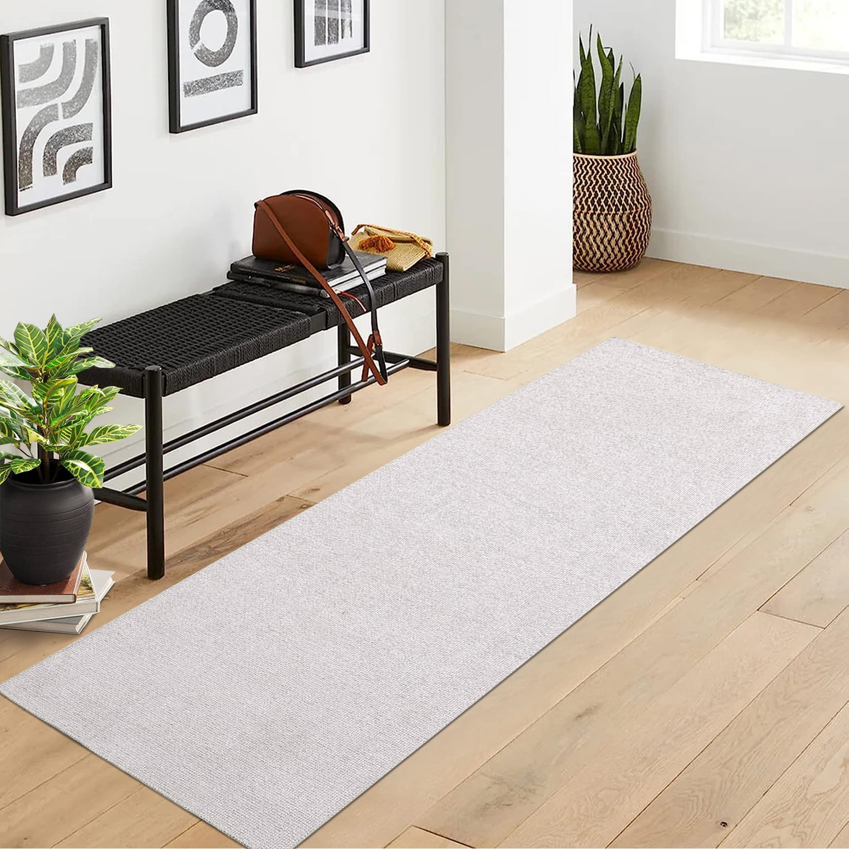 HOMERRY Washable Runner Rug 2' x 6' Modern Long Entryway Rug Solid