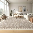 thumbnail image 1 of HOMERRY Washable Scallop Bordered Pattern Area Rug 8' x 10' for Living Room Indoor Floral Carpet, Camel, 1 of 5
