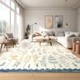 thumbnail image 1 of HOMERRY Washable Scallop Bordered Pattern Area Rug 8' x 10' for Living Room Indoor Floral Carpet, Yellow/Blue, 1 of 5