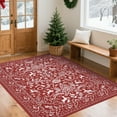 thumbnail image 1 of HOMERRY Xmas Rug Christmas Home Decor Tree Deer Print Area Rug Washable Non-slip 4' x 6' Modern Throw Rug for Living Room Indoor Red Carpet, 1 of 5