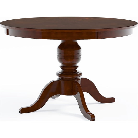 HOMES: Inside + Out Brennan Modern Wood 48 in. Round Dining Table with Pedestal Design (Seats 4 to 6) for Kitchen, Dining Room, Cherry Brown