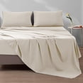 thumbnail image 1 of HOMES PERCEPTION Jersey Sheet Set, 3-Piece, 1800 Thread Count, Beige Solid Print, Cotton Jersey Knit Bed Sheets, Twin, 1 of 7