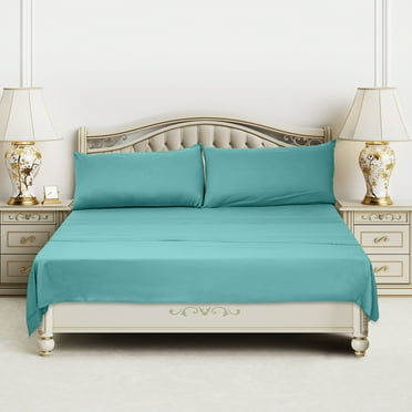 HOMES PERCEPTION 3 Pcs Twin XL Microfiber Sheet Sets – 16” Extra Deep Pocket Wrinkle Free Breathable Microfiber Twin XL Bed Sheets (Aqua Blue)