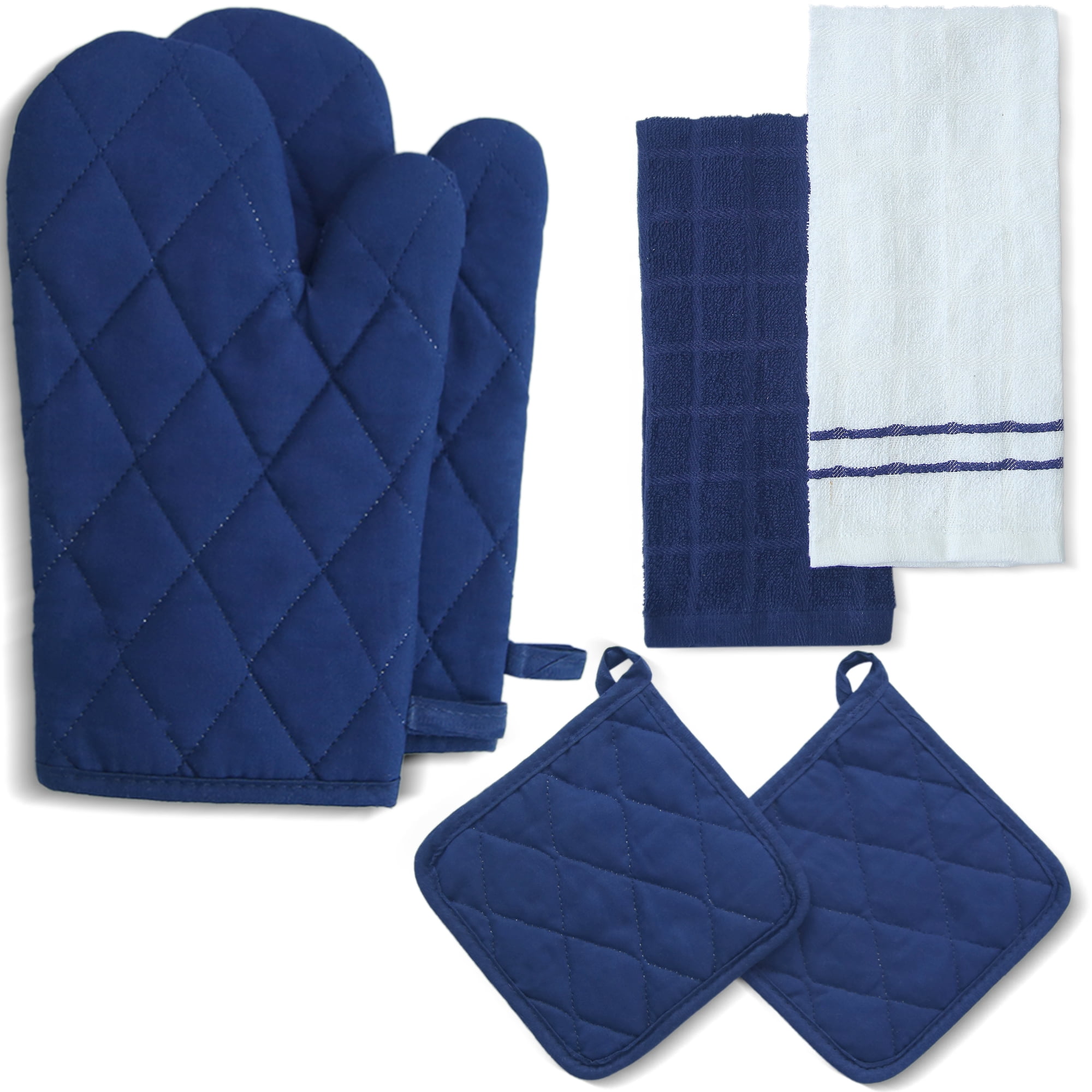 HOMES PERCEPTION 6 Piece Set Oven Mitts & Pot Holders Kitchen Towel