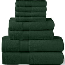 HOMES PERCEPTION 8 Pack Bath Towels Set 2 Bath, 2 Hand Towels & 4 Wash Cloths Bath Towels on Clearance, Hunter Green