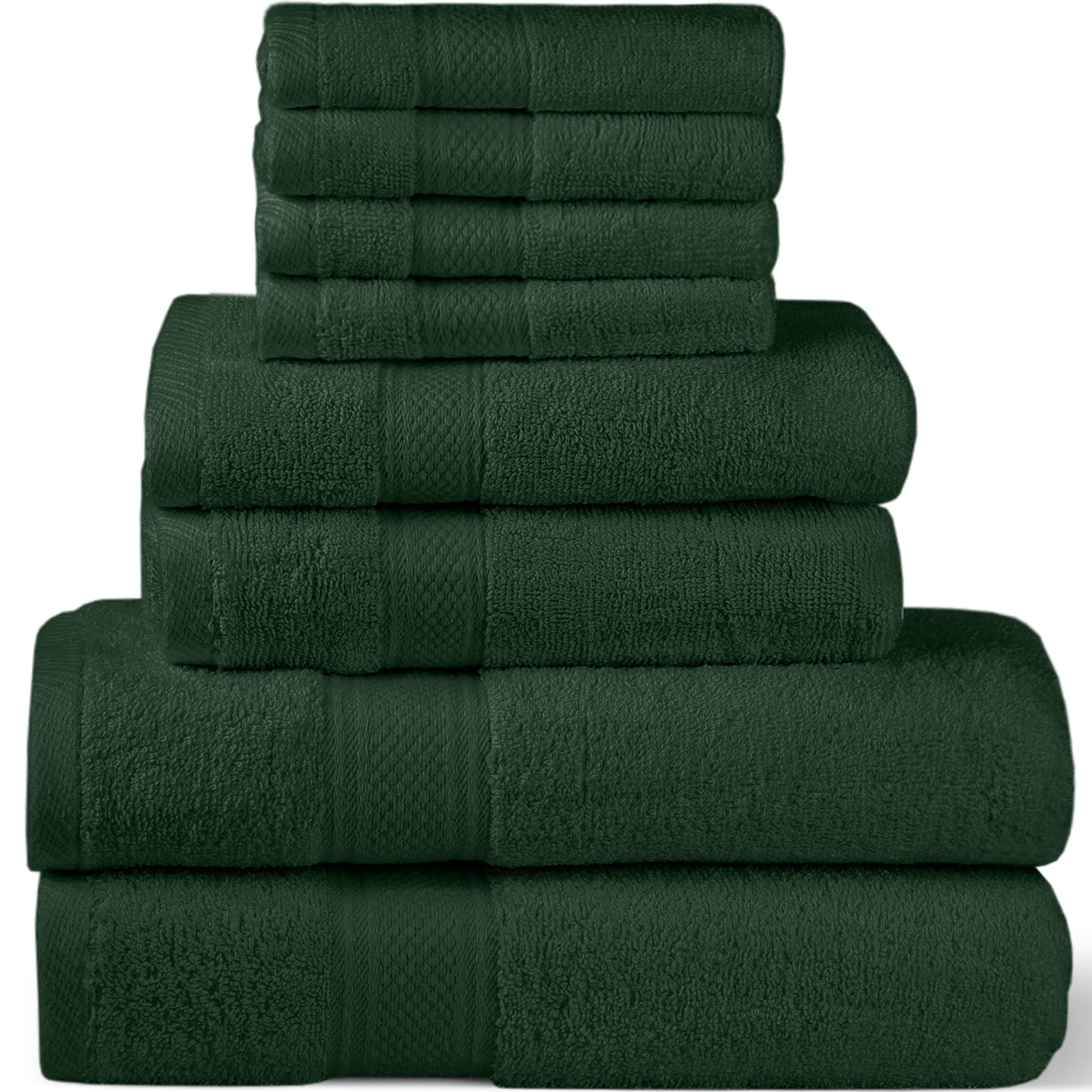 HOMES PERCEPTION 8 Pack Hunter Green Bath Towels Set, 2 Bath, 2 Hand Towels and 4 Wash Cloths