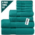 thumbnail image 1 of HOMES PERCEPTION 8-Piece Towel Set Ultra Soft - 100% Cotton, 2 Bath, 2 Hand, 4 Wash Cloths Teal, 1 of 7