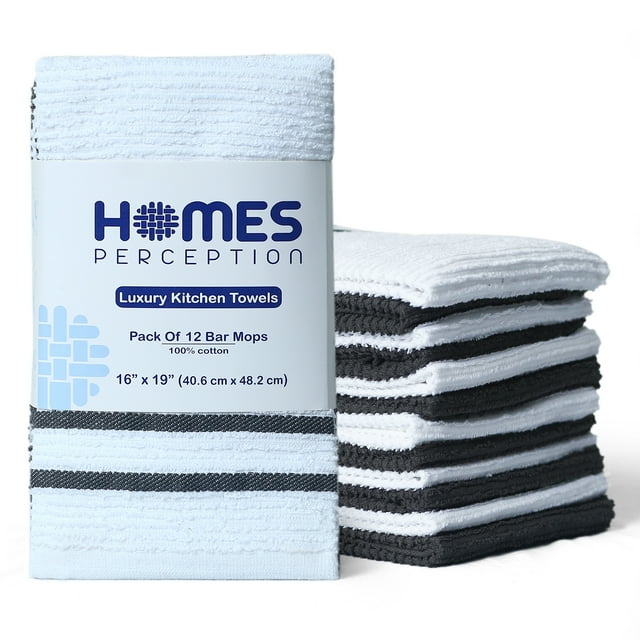 HOMES PERCEPTION Grey Dish Towels and Dishcloth Set [Pack of 12] 16x19