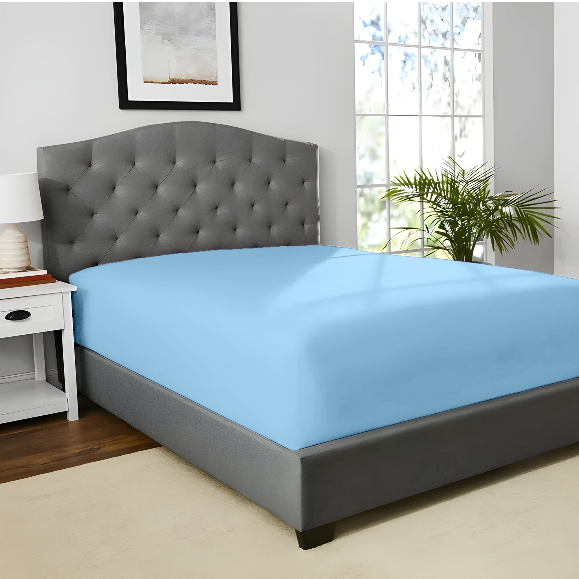 HOMES PERCEPTION Poly Cotton Jersey Full Fitted Sheet Single Fitted