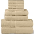thumbnail image 1 of HOMES PERCEPTION Premium 8 Pack Towel Set - 600 GSM, 2 Bath Towels, 2 Hand Towels, 4 Washcloths, Beige, 1 of 7