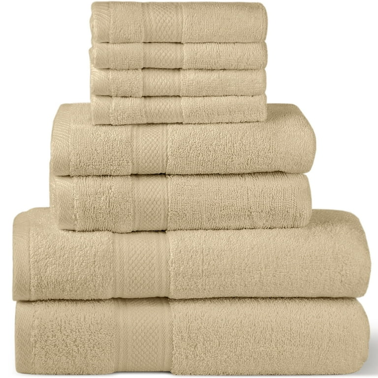 HOMES PERCEPTION Premium 8 Pack Towel Set 600 GSM 2 Bath Towels 2 Hand Towels 4 Washcloths Bath Towels on Clearance Beige