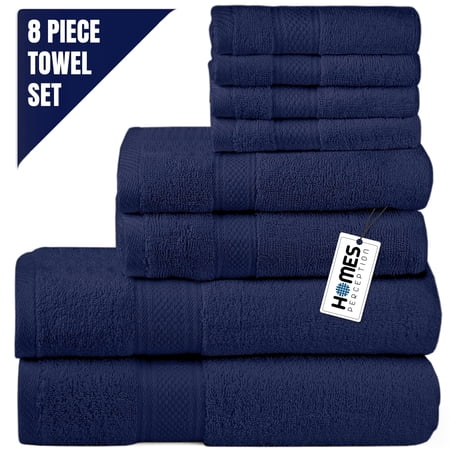 HOMES PERCEPTION Ultra Soft 8-Piece Towel Set Navy Blue