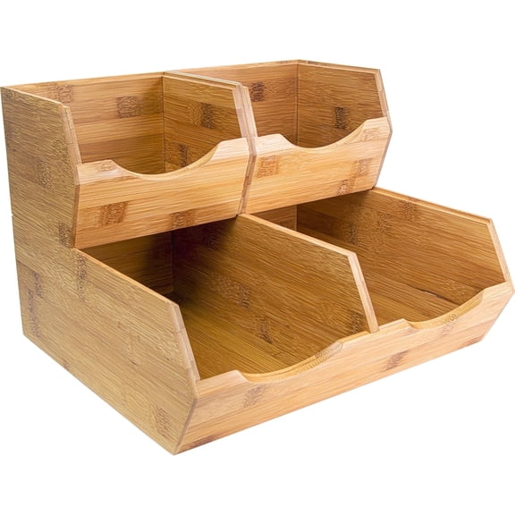 Homestead Bamboo Pantry Storage Bins, Set of 3 – Stackable Open Front Baskets for Produce, Potato and Onion Storage