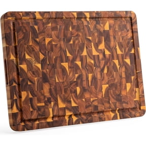 Homestead End Grain Acacia Wood Cutting Boards 23x18x1.5 – Butcher Block Chopping Board with Sorting Compartment, Juice Grooves & Handles – Non-Toxic Kitchen Board for Food Prep, Home Decor