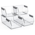 thumbnail image 1 of Homestead Stackable Pantry Storage Bins, Clear Plastic Open Front Organizers, Set of 4, 1 of 10