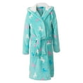 thumbnail image 1 of HOMESWEE Girls Fleece Bathrobe Hooded Kids Sleep Robe Flannel Sleepwear Soft Fuzzy Robes(Green, 8-9), 1 of 6