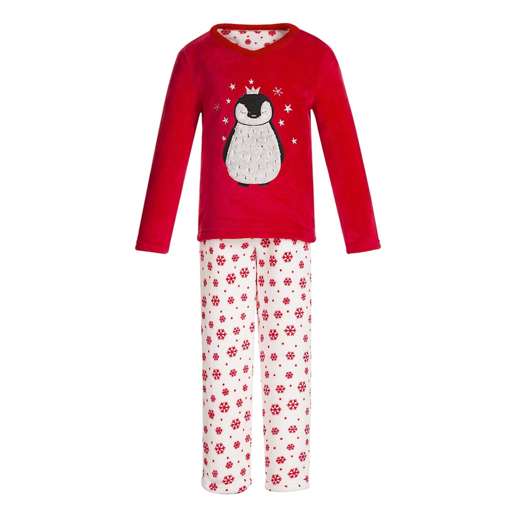 HOMESWEE Girls Fleece Pajama Set Hooded Kids Flannel Sleepwear Soft