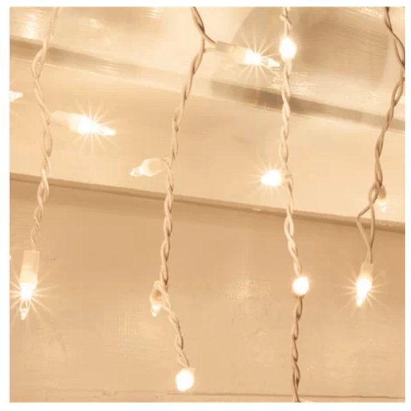 Hometown Holidays Icicle Light Set - 100 Count, Clear, 7 Ft, Incandescent, Holiday