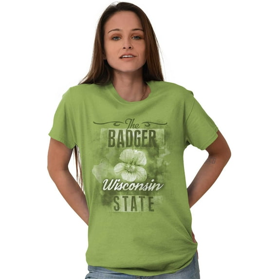 HOMETOWN & TOURIST Ladies TShirts Tees T For Women Wisconson Badger State Flower Garden Gift WI Mom Souvenir