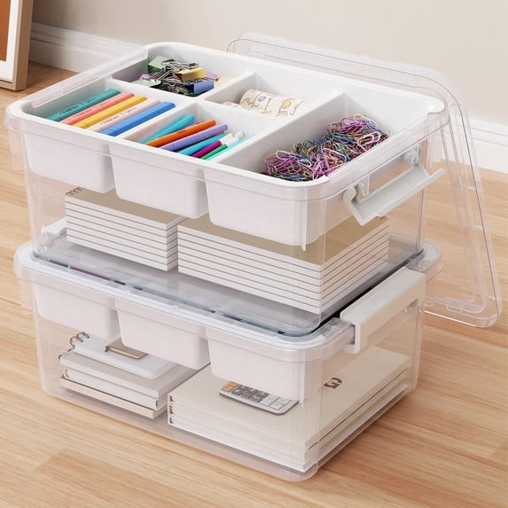 Latching Methods For Boxes Hometuk 40Qt Stackable Storage Bins with Lids & Trays, Clear Plastic ...