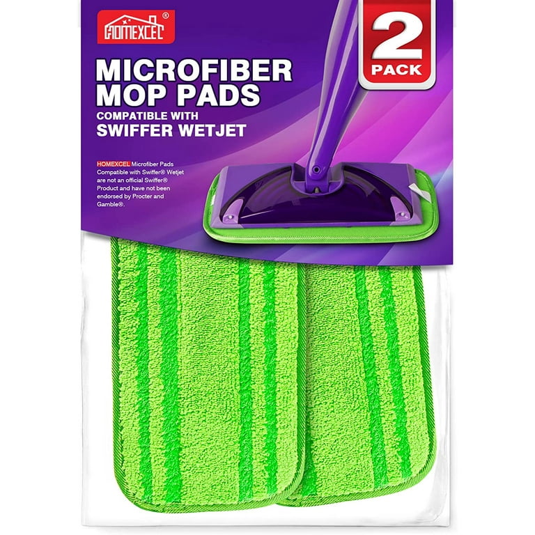 HOMEXCEL Microfiber Mop Pads Compatible with Swiffer Wet Jet,Reusable and  Machine Washable (Pack of 2)
