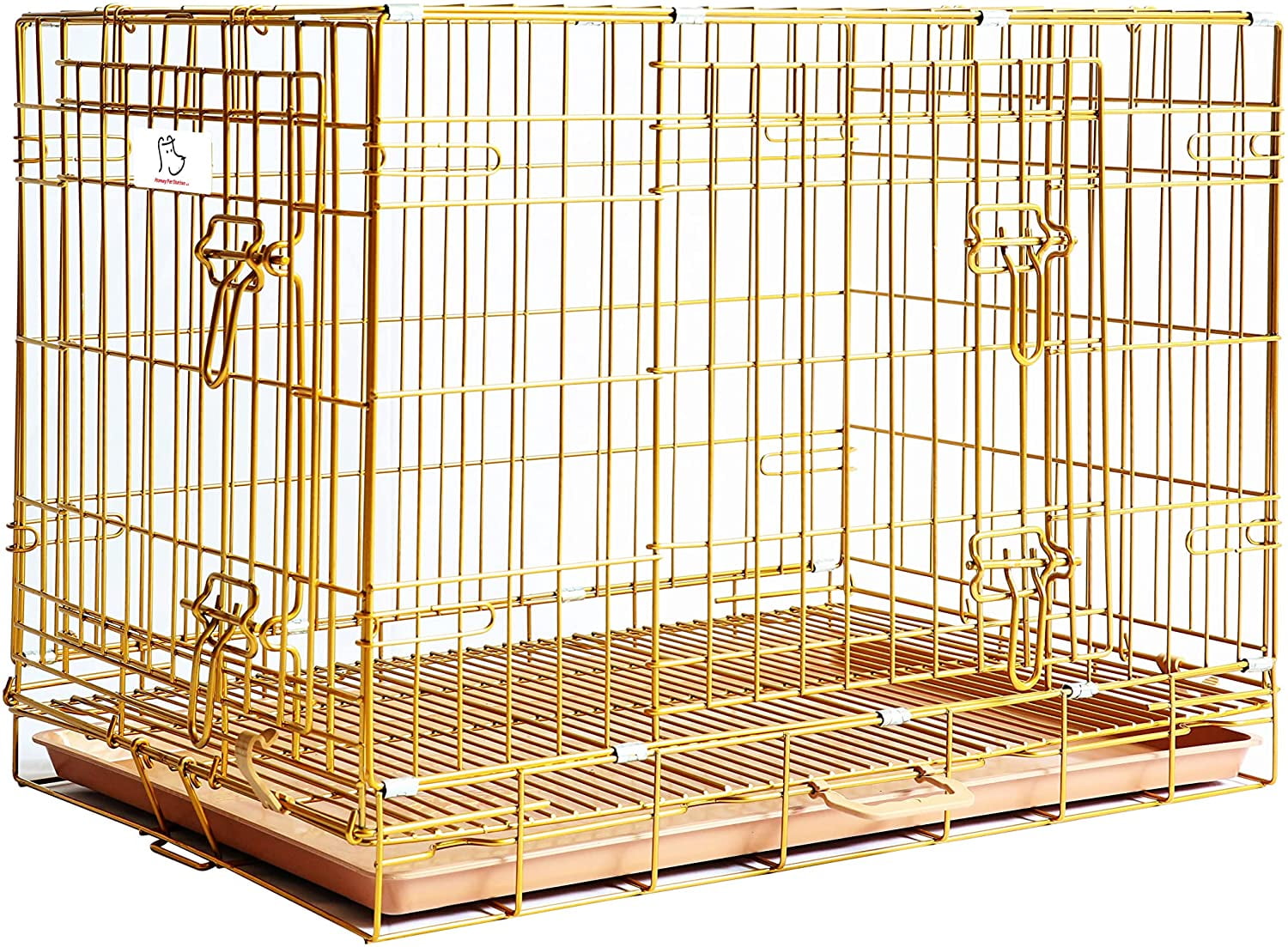 HOMEY PET Gold Color Folding Design Dog Crate Puppy Kennel with