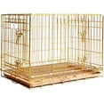 HOMEY PET Gold Dog Crate 30 Inch, Portable Folding Metal Wire Dog