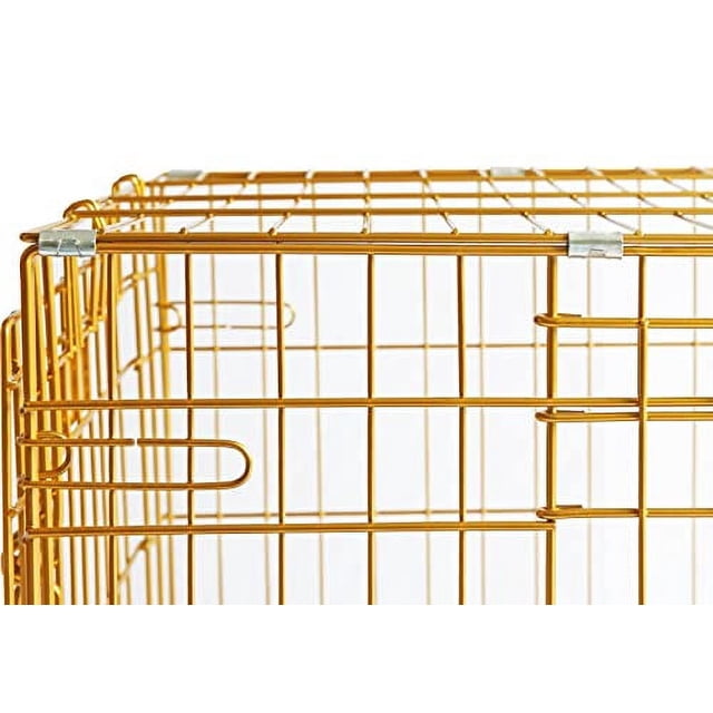 HOMEY PET Gold Dog Crate 36 Inch, Portable Folding Metal Wire Dog