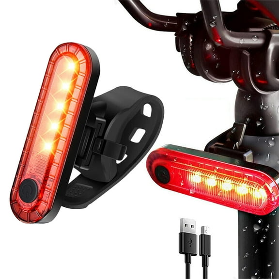HOMEYA 1 Pack Rechargeable Bike Tail Light Set, Waterproof LED Bicycle Rear Safety Warning Lights with USB Charging