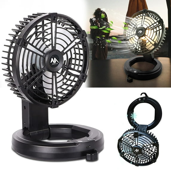 HOMEYA 10400mAh Camping Fan with LED Light, Rechargeable Battery Operated Tent Fan with Camping Lantern for Office Bedroom Outdoor Fishing