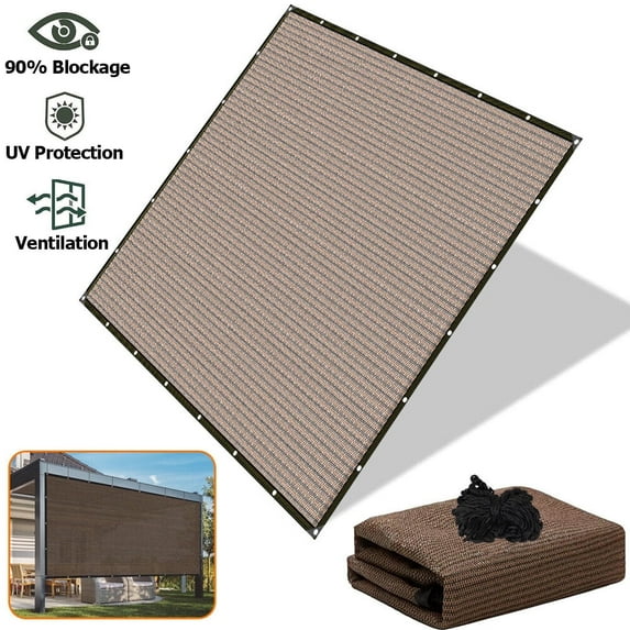 HOMEYA 10x3.3ft Sun Shade Cloth Privacy Screen Fabric With Grommets UV-Blocking Outdoor Canopy for Pergola Patio Garden Backyard, Brown