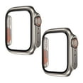 thumbnail image 1 of HOMEYA [2 Pack] Hard PC Case with Tempered Glass Screen Protector,Compatible with Apple Watch Series 9/8/7 45mm,Scratch Resistant Cover for iWatch S9/S8/S7,Titanium, 1 of 8