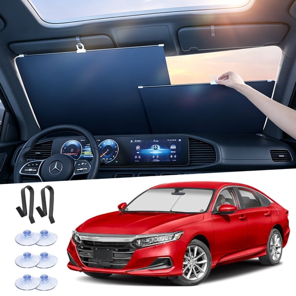 HOMEYA 2 Pack Retractable Automotive Sunshade, Adjustable Auto Car Window Sunshade for All Season, Blocks UV Rays