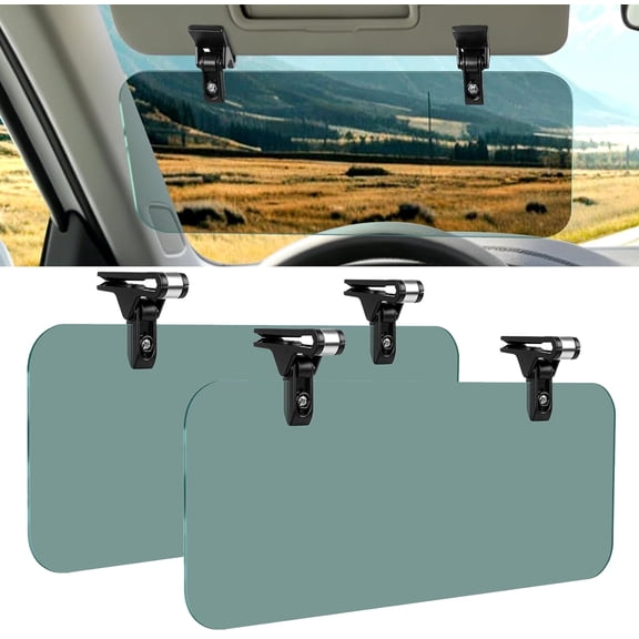 HOMEYA 2 Pack Universal Car Sun Visor Extender Adjustable Clip-on Sun Blocker Driving Anti-Glare Shield