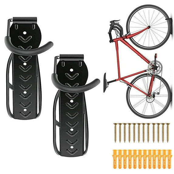 HOMEYA 2 Pack Wall Mount Vertical Bike Rack Bicycle Holder Storage Hanger for Indoor, Garage, Shed with Screws, Black