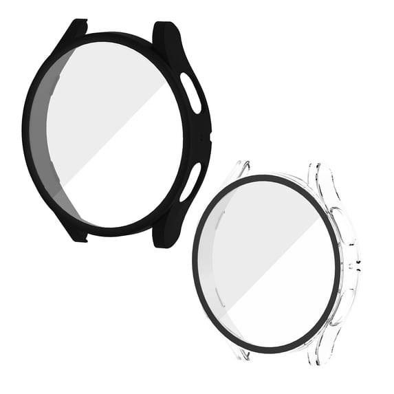 HOMEYA 2 Packs Case for Samsung Galaxy Watch 5 40mm,360°Protective Hard PC Bumper with Tempered Glass Screen Protector for Galaxy Watch 5 40mm,Black&Clear