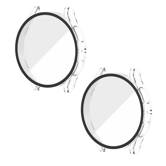HOMEYA 2 Packs Case for Samsung Galaxy Watch 5 44mm,360°Protective Hard PC Bumper with Tempered Glass Screen Protector for Galaxy Watch 5 44mm,Clear